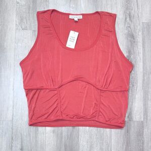 Women's 3X NWT Plus Size Coral Salmon Pink Sleeveless Crop Top New